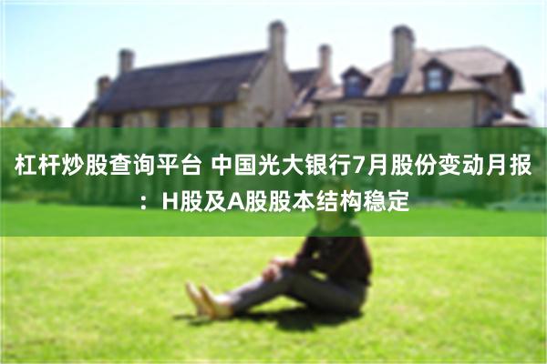 杠杆炒股查询平台 中国光大银行7月股份变动月报：H股及A股股本结构稳定