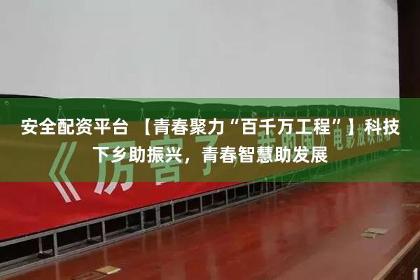 安全配资平台 【青春聚力“百千万工程”】科技下乡助振兴,青春智慧助发展