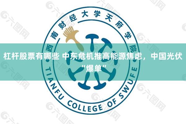 杠杆股票有哪些 中东危机推高能源焦虑，中国光伏“爆单”