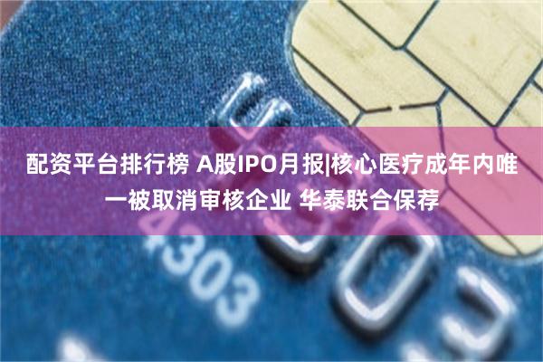 配资平台排行榜 A股IPO月报|核心医疗成年内唯一被取消审核企业 华泰联合保荐