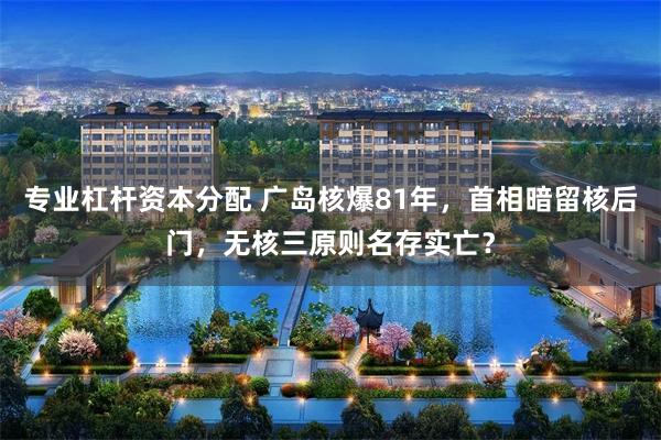 专业杠杆资本分配 广岛核爆81年,首相暗留核后门,无核三原则名存实亡?